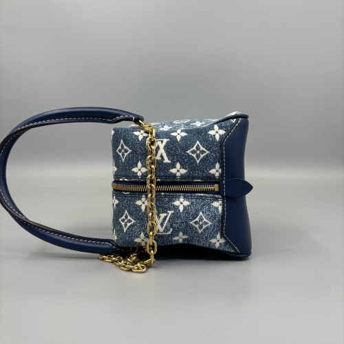 Louis Vuitton Square Bag Denim Monogram Blue White