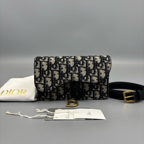 Dior Waist Belt Bag Oblique Black Beige