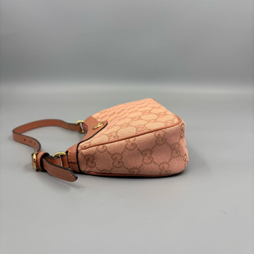 Gucci Small Ophidia Hobo GG Supreme Monogram Calfskin Pink