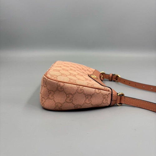 Gucci Small Ophidia Hobo GG Supreme Monogram Calfskin Pink
