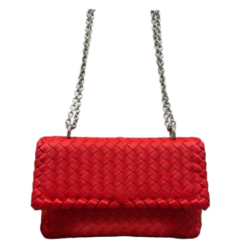 Bottega Veneta Small Olimpia Shoulder Bag Lambskin Intrecciato Nappa Red