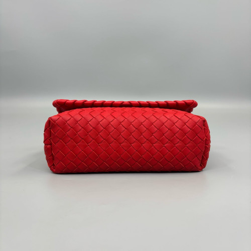 Bottega Veneta Small Olimpia Shoulder Bag Lambskin Intrecciato Nappa Red