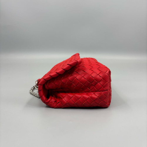 Bottega Veneta Small Olimpia Shoulder Bag Lambskin Intrecciato Nappa Red