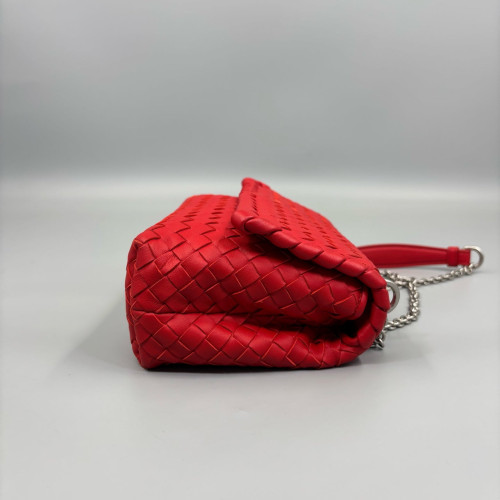 Bottega Veneta Small Olimpia Shoulder Bag Lambskin Intrecciato Nappa Red