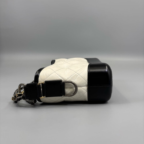Chanel Quilted Small Gabrielle Hobo Calfskin White Black