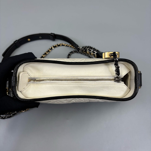 Chanel Quilted Small Gabrielle Hobo Calfskin White Black