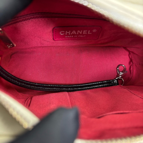 Chanel Quilted Small Gabrielle Hobo Calfskin White Black