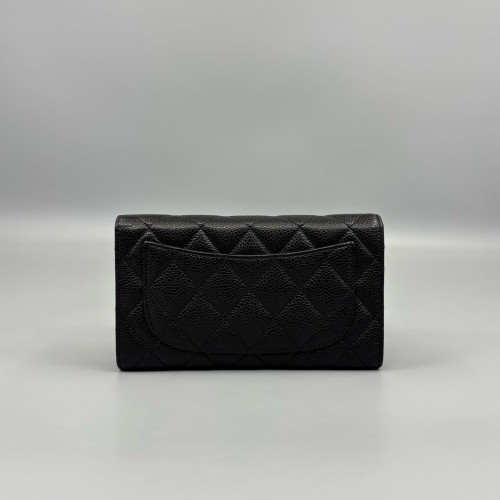Chanel Quilted Continental Wallet Grained Calfskin Black Chanel Quilted Continental Wallet Grained Calfskin Black