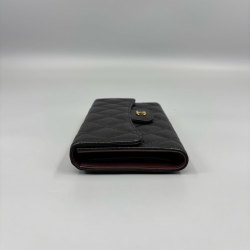 Chanel Quilted Continental Wallet Grained Calfskin Black Chanel Quilted Continental Wallet Grained Calfskin Black