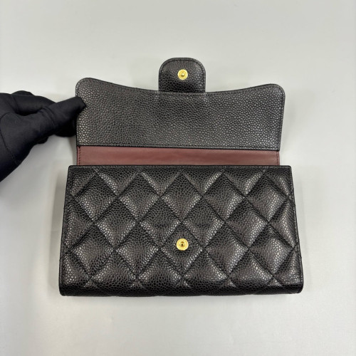 Chanel Quilted Continental Wallet Grained Calfskin Black Chanel Quilted Continental Wallet Grained Calfskin Black