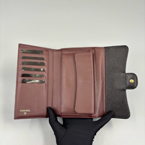 Chanel Quilted Continental Wallet Grained Calfskin Black Chanel Quilted Continental Wallet Grained Calfskin Black