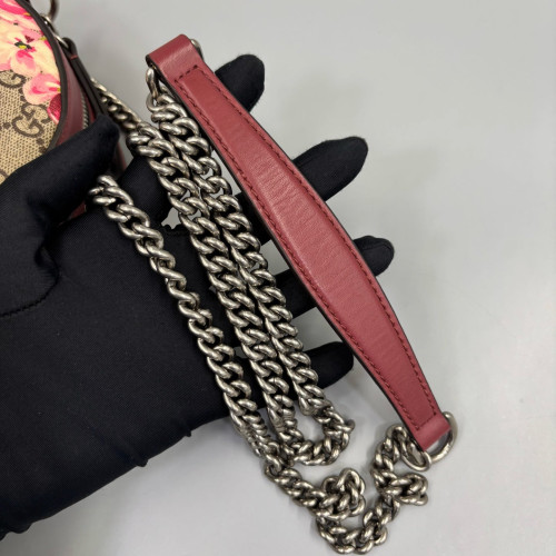 Gucci Round Bag GG Supreme Monogram Blooms Calfskin Beige Black Pink