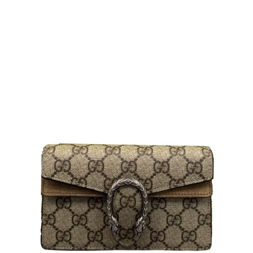 Gucci Super Mini Dionysus GG Supreme Monogram Suede Beige Brown