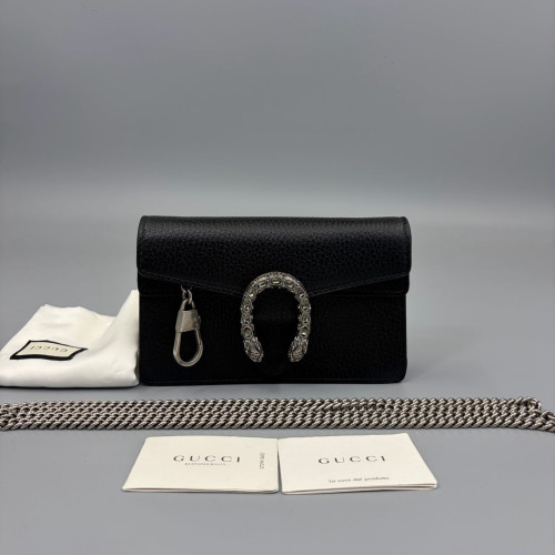 Gucci Super Mini Dionysus Grained Calfskin Black