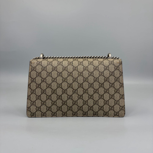 Gucci Meium Dionysus GG Supreme Monogram Suede Beige Brown