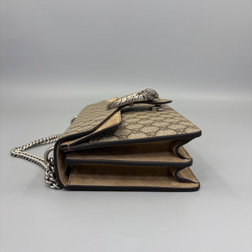 Gucci Meium Dionysus GG Supreme Monogram Suede Beige Brown