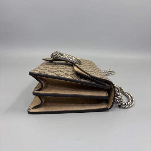 Gucci Meium Dionysus GG Supreme Monogram Suede Beige Brown