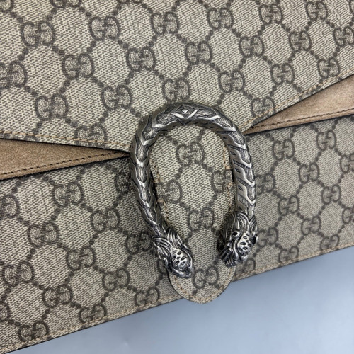 Gucci Meium Dionysus GG Supreme Monogram Suede Beige Brown