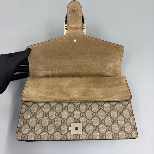 Gucci Meium Dionysus GG Supreme Monogram Suede Beige Brown
