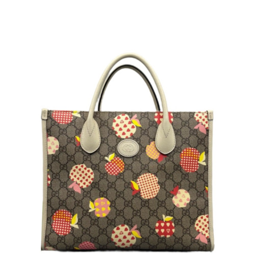 Gucci Tote Bag GG Supreme Monogram Calfskin Beige Brown