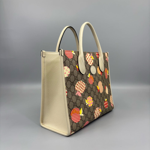 Gucci Tote Bag GG Supreme Monogram Calfskin Beige Brown