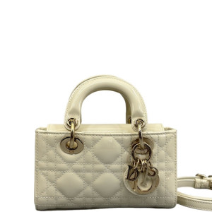Dior Micro Lady D-Joy Lady Dior Patent Calfskin White