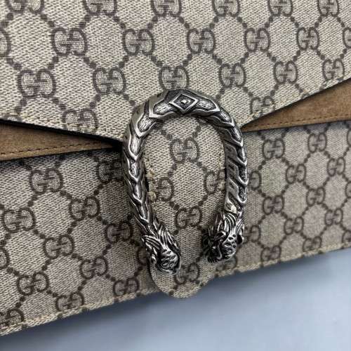 Gucci Meium Dionysus GG Supreme Monogram Suede Beige Brown