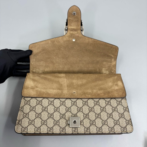 Gucci Meium Dionysus GG Supreme Monogram Suede Beige Brown