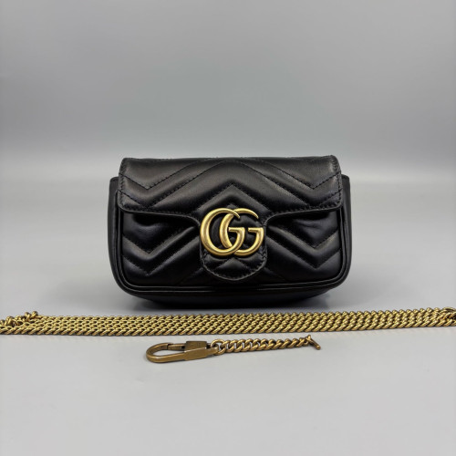 Gucci Super Mini GG Marmont Calfskin Black
