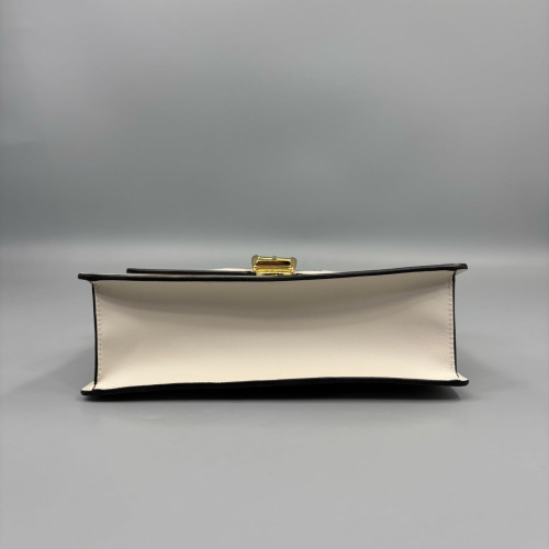 Gucci Small Sylvie Shoulder Bag Calfskin White Black Red