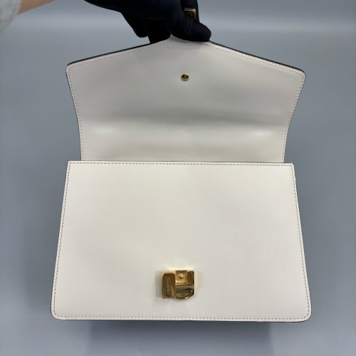 Gucci Small Sylvie Shoulder Bag Calfskin White Black Red