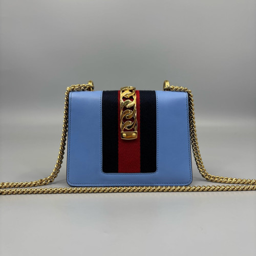 Gucci Mini Sylvie Shoulder Bag Calfskin Blue