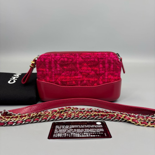 Chanel Small Gabrielle Clutch Tweed Red