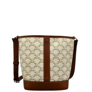 Celine Triomphe Triomphe Bucket Bag Small Triomphe Brown Beige Celine Triomphe Triomphe Bucket Bag Small Triomphe Brown Beige