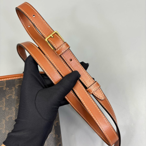 Celine Medium Folco Bag Triomphe Calfskin Brown Dark Brown Light Brown