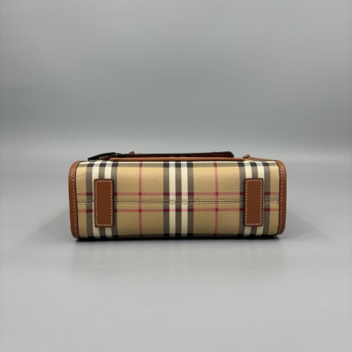 Burberry Mini Freya Tote House Check Calfskin Beige Brown Black