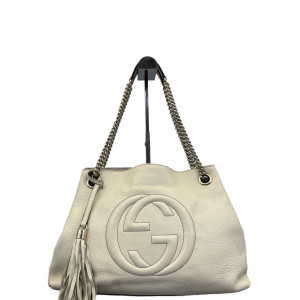 Gucci Medium Soho Shoulder Bag Grained Calfskin White