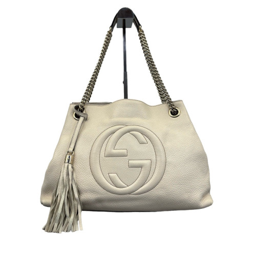 Gucci Medium Soho Shoulder Bag Grained Calfskin White