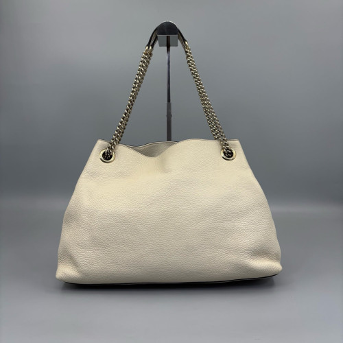 Gucci Medium Soho Shoulder Bag Grained Calfskin White