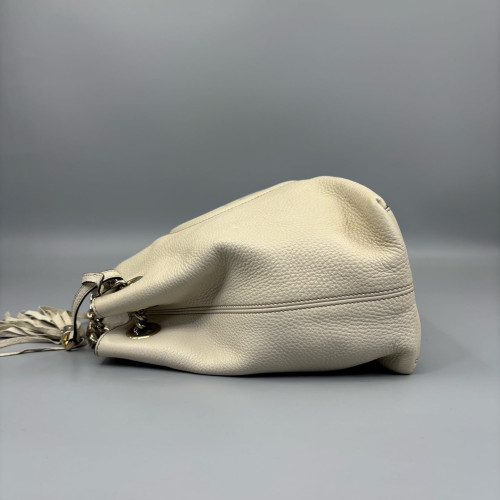 Gucci Medium Soho Shoulder Bag Grained Calfskin White