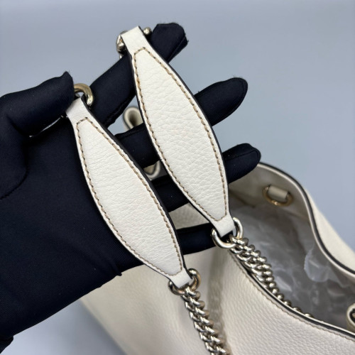 Gucci Medium Soho Shoulder Bag Grained Calfskin White