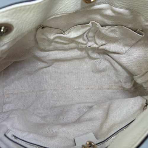 Gucci Medium Soho Shoulder Bag Grained Calfskin White