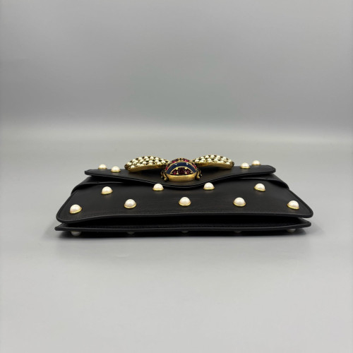 Gucci Queen Margaret Broadway Shoulder Bag Calfskin Black