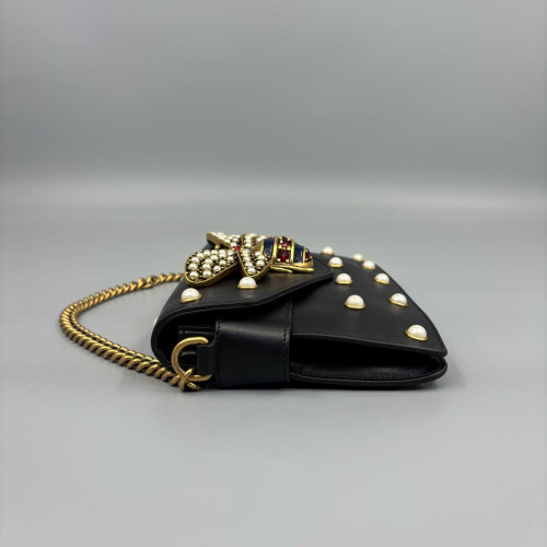 Gucci Queen Margaret Broadway Shoulder Bag Calfskin Black