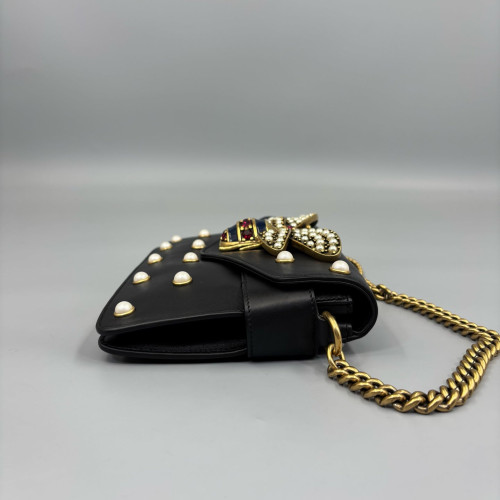 Gucci Queen Margaret Broadway Shoulder Bag Calfskin Black