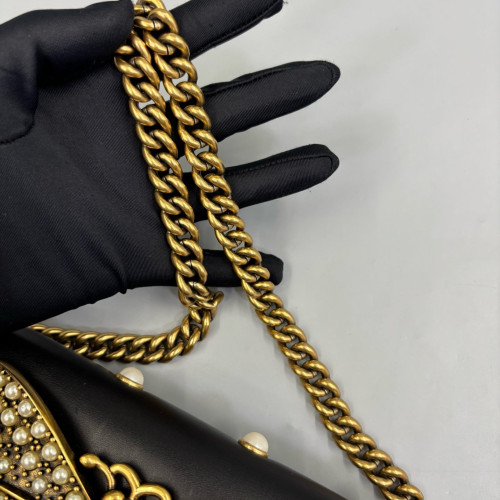Gucci Queen Margaret Broadway Shoulder Bag Calfskin Black