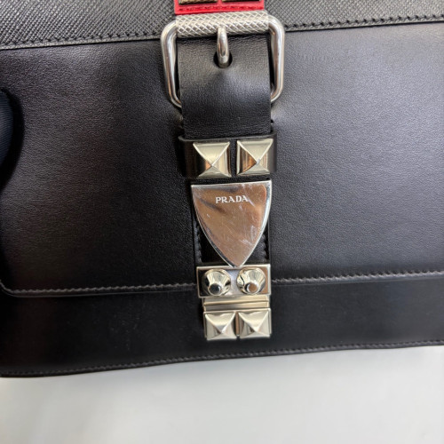 Prada Studded Elektra Shoulder Bag Calfskin Black