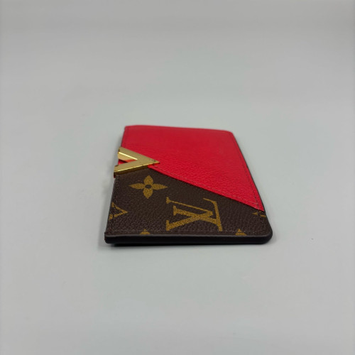 Louis Vuitton Card Holder Monogram Calfskin Brown Red