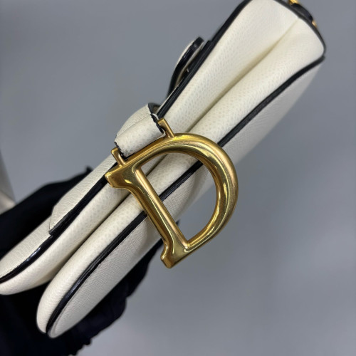 Dior Small Saddle Bag Calfskin White