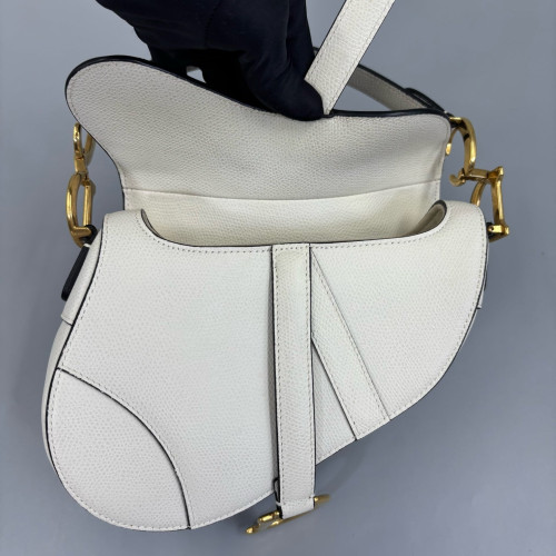 Dior Small Saddle Bag Calfskin White